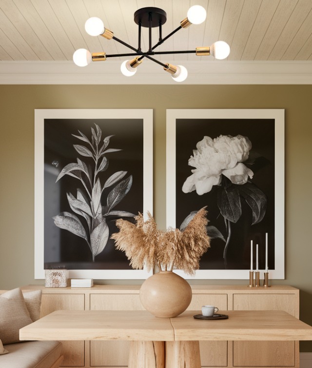 Lampara cruzada con 6 aspas